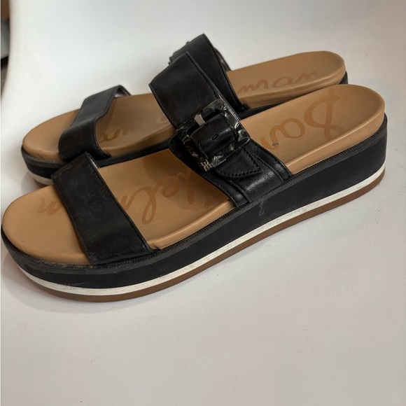 Sam Edelman Augustine leather platform wedge sandals size 10 black brown - Picture 4 of 8